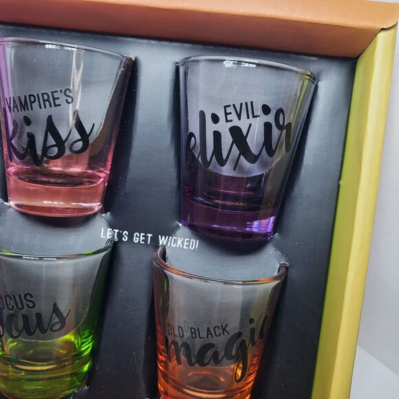 Two's Company Novelty Halloween Shot Glass Set NEW Party Hocus Pocus Vampire - Picture 6 of 7